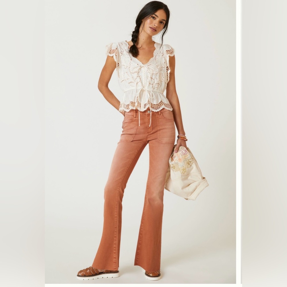 Rust Orange Flared Pants